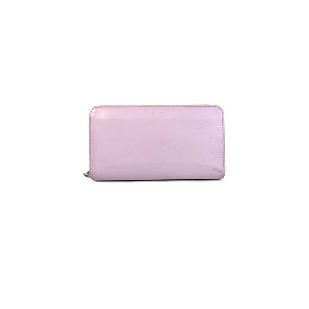MARNI Wallet Large Continental Lilac Leather Organizer Clutch Purse